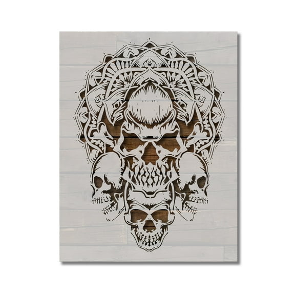 Vintage Mandala Skulls Stencil Template Reusable 8.5 x 11 Inches for Painting on Walls, Wood, Arts and Crafts by Stencilville