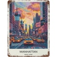 thumbnail image 1 of Vintage Manhattan Metal Tin Wall Sign Classic Oil Painting Style Decor Rust-Proof Iron Art Poster 8x12 Inch, 1 of 6