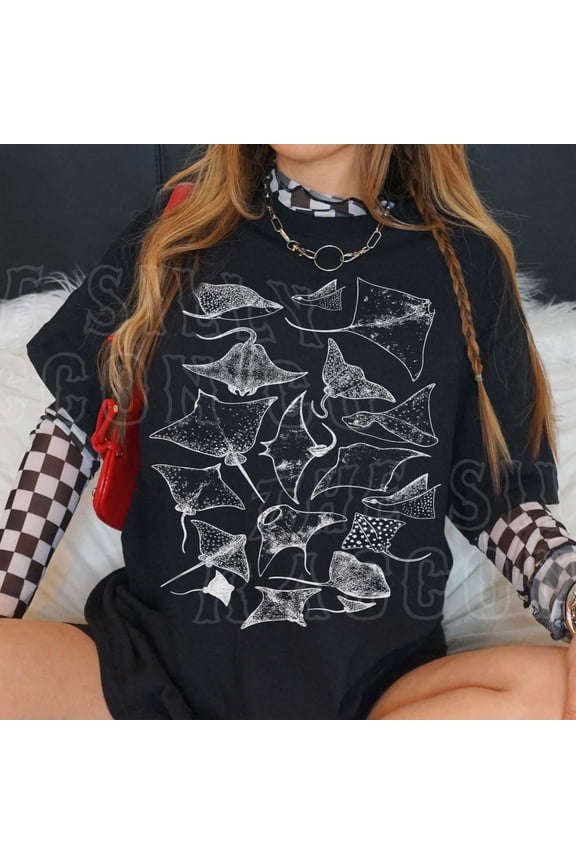 Vintage Manta Ray Graphic Tee Sealife T-Shirt For Women Men BLACK Unisex S-5XL Hot Trending Shirt, Vintage Birthday Gift