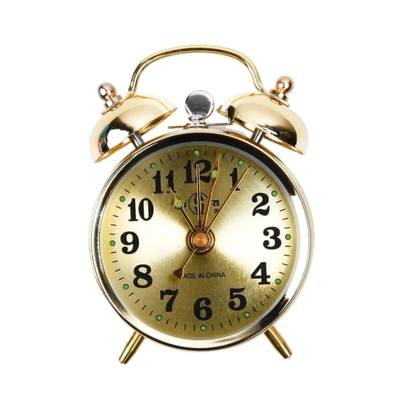 Vintage Manual Wind Alarm Clock 7cm Gold Metal Loud Bell Retro