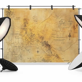 Vintage Map Backdrop for Photography,Fabric Photo Background Backdrop,Middle Century Farmhouse Natural Landscape Photo Booth Background for Portrait Photoshoot Video Wedding Decoration Banner 12x8ft