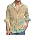 thumbnail image 1 of Vintage Map Casual Shirts Men The World 1801 Print Shirt Long Sleeve Fashion Harajuku Blouses Autumn Design Clothes Large Size, 1 of 6