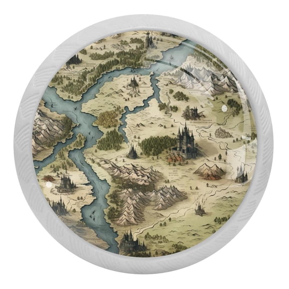 Vintage Map Crystal Glass Drawer Knob Pull Ergonomic 30mm Circle Glowing Furniture Cabinet Handle for Kitchen Dresser Cupboard Wardrobe