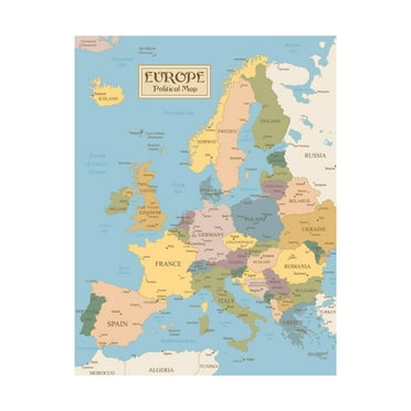 Vintage Map of Europe Travel World Political Map Cities in Detail Map Posters for Wall Map Art Wall Decor Geographical Illustration Tourist Travel Destinations Cool Wall Art Print Poster 12x18