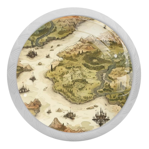 Vintage Map Glow in The Dark Crystal Glass Cabinet Knobs 4 Pcs Drawer Handles for Kitchen Cabinets Dresser Cupboard Wardrobe