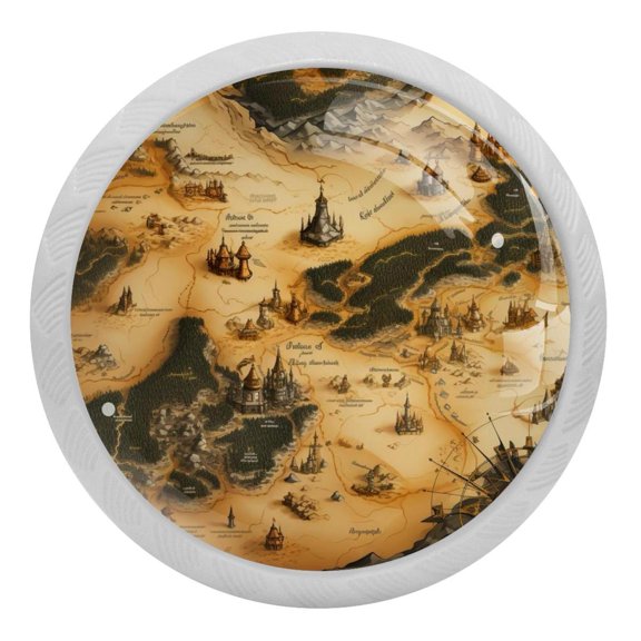 Vintage Map Glow in The Dark Crystal Glass Cabinet Knobs 4 Pcs Drawer Handles for Kitchen Cabinets Dresser Cupboard Wardrobe
