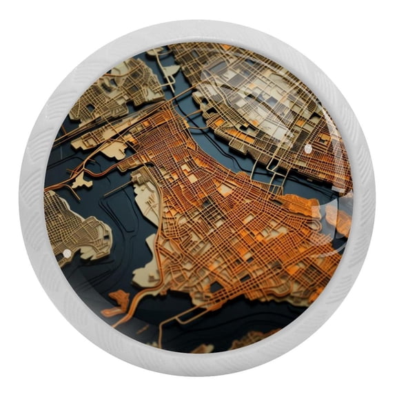 Vintage Map Glow in The Dark Crystal Glass Cabinet Knobs 4 Pcs Drawer Handles for Kitchen Cabinets Dresser Cupboard Wardrobe