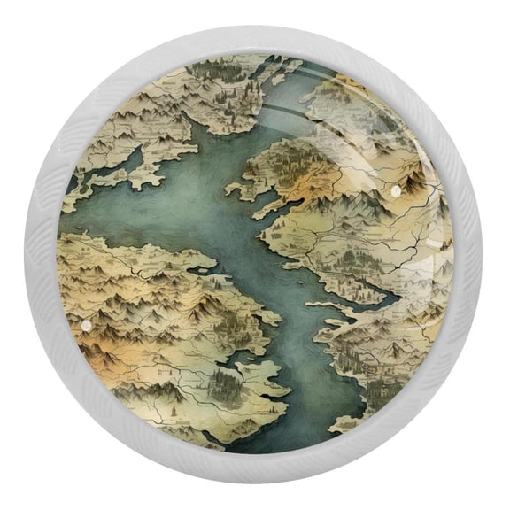 Vintage Map Glow in The Dark Crystal Glass Cabinet Knobs 4 Pcs Drawer Handles for Kitchen Cabinets Dresser Cupboard Wardrobe