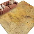 thumbnail image 1 of Vintage Map Large Area Rugs for Bedroom Living Room, Non Slip Carpet Bedside Rug, Middle Century Farmhouse Natural Landscape Rectangular Floor Cover Kitchen Accent Rug 5'x8' for Dining Room/Office, 1 of 9
