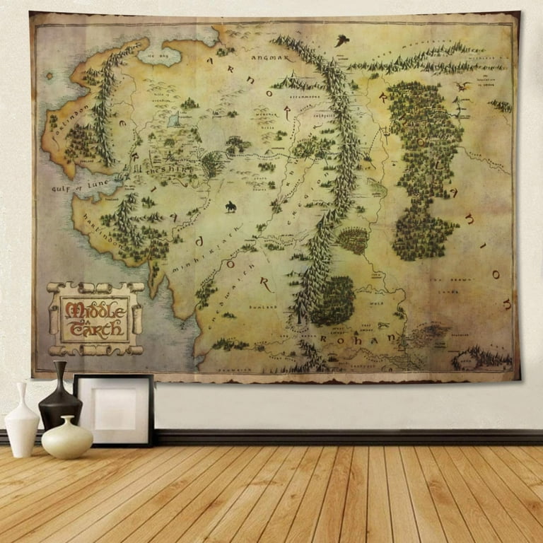 Vintage Map of Middle Earth Tapestry Retro Middle Earth Map Poster Tapestries Lord of Maps Rings Picture Wall Art Decor for Home Bedroom Dorm Classroom Lord Party Decoration Walmart