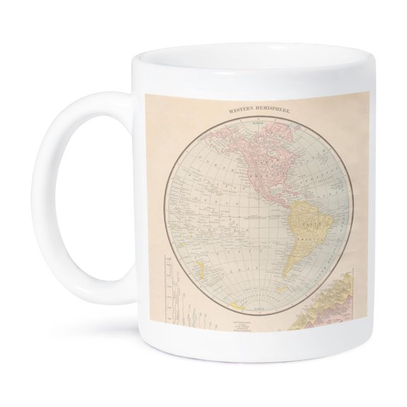 3dRose, Vintage Map of World Western Hemisphere, 15oz Mug