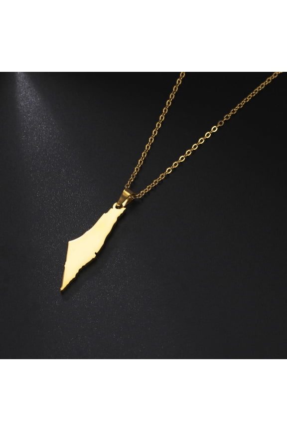 Vintage Map Pendant Necklace Fashion Rural Geography 14K Yellow Gold Chain Necklace Women and Men's Engagement Gift Jewelry