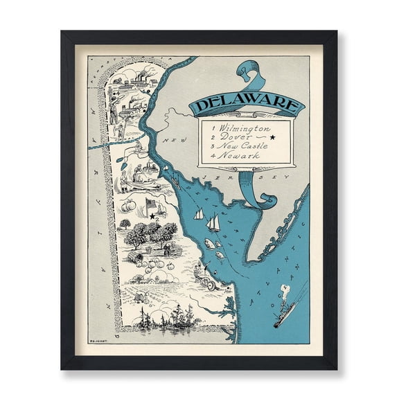 Vintage Map Poster Retro Delaware Map Print Delaware State Map Art Gift For Teacher Student Travel Lover