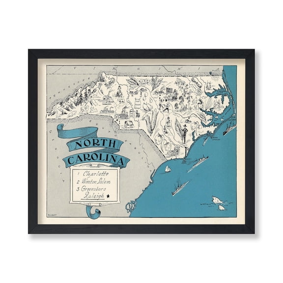 Vintage Map Retro North Carolina State Print Gift For Teacher Student Travel Lover