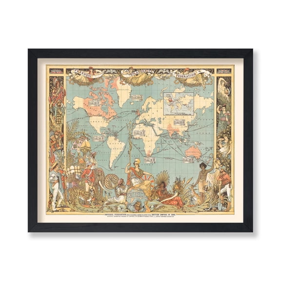 Vintage Map Retro World Map Print British Empire Map Art Perfect Decor for Classroom Office Dorm &nbsp;Wall&nbsp;Art