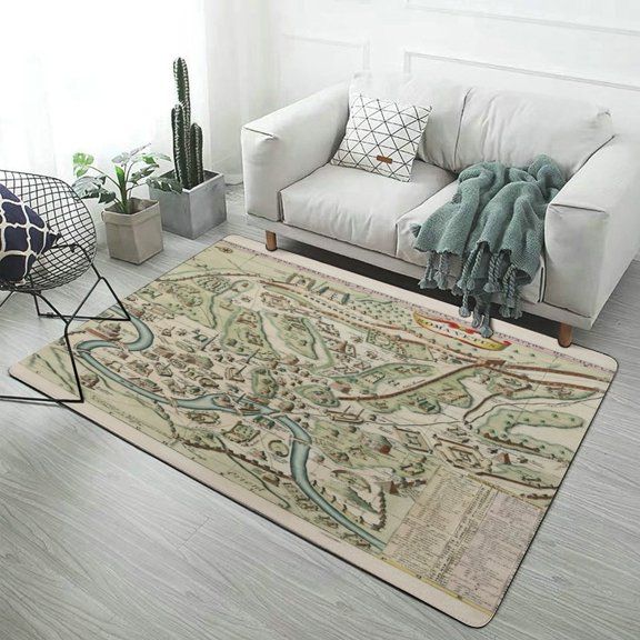 Vintage Map of Rome Italy Carpet for Home Decoration Soft Comfy Rugs for Bedroom Room Living Room Bathroom Entrance Door Non-slip Comfort Mat 59"x71"