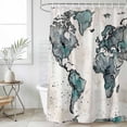 thumbnail image 1 of Vintage Map Shower Curtain Set, Waterproof Shower Curtains for Bathroom, Teal Flowers Color Block Abstract Washable Fabric Cloth Bath Curtain for Bathtub Decoration with Hooks 60x72 Inches, 1 of 9