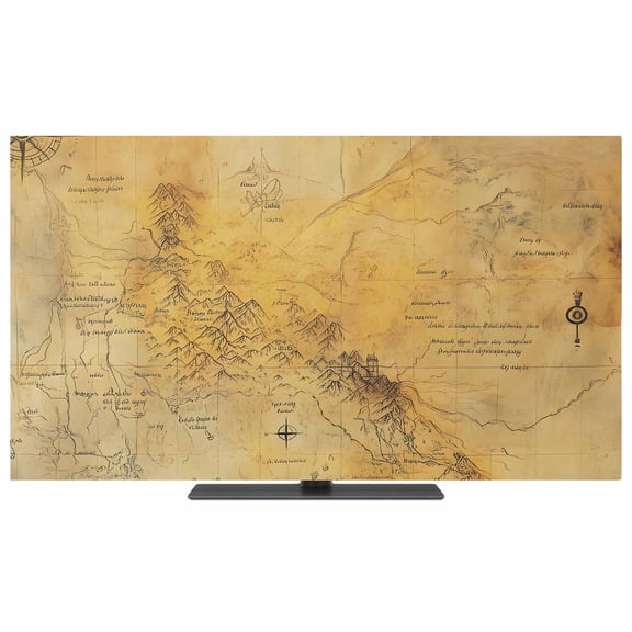 Vintage Map TV Dust Cover,Stretchable TV Screen Desktop Computer Protector Cover,Middle Century Farmhouse Natural Landscape Television Dustproof Slipcover for 19–24 Inch Flat or Curved TVs