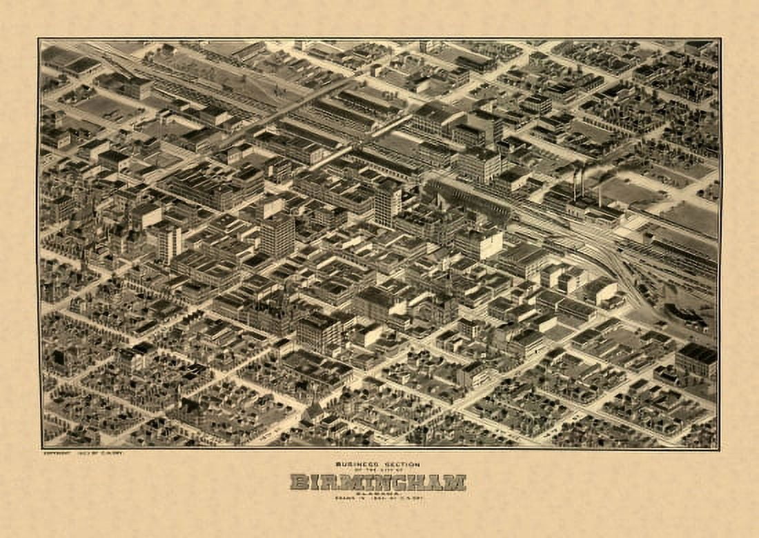 Vintage Map of Birmingham Alabama 1904 Jefferson County Canvas Art - (24 x 36)