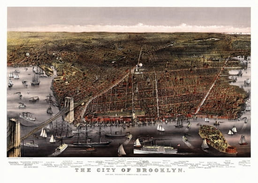 Vintage Map of Brooklyn New York 1879 New York County Canvas Art - (24 x 36)