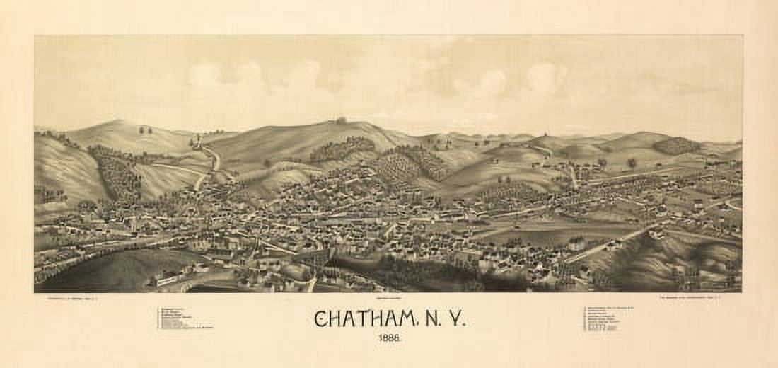 Vintage Map of Chatham New York 1886 Columbia County Canvas Art - (18 x 24)
