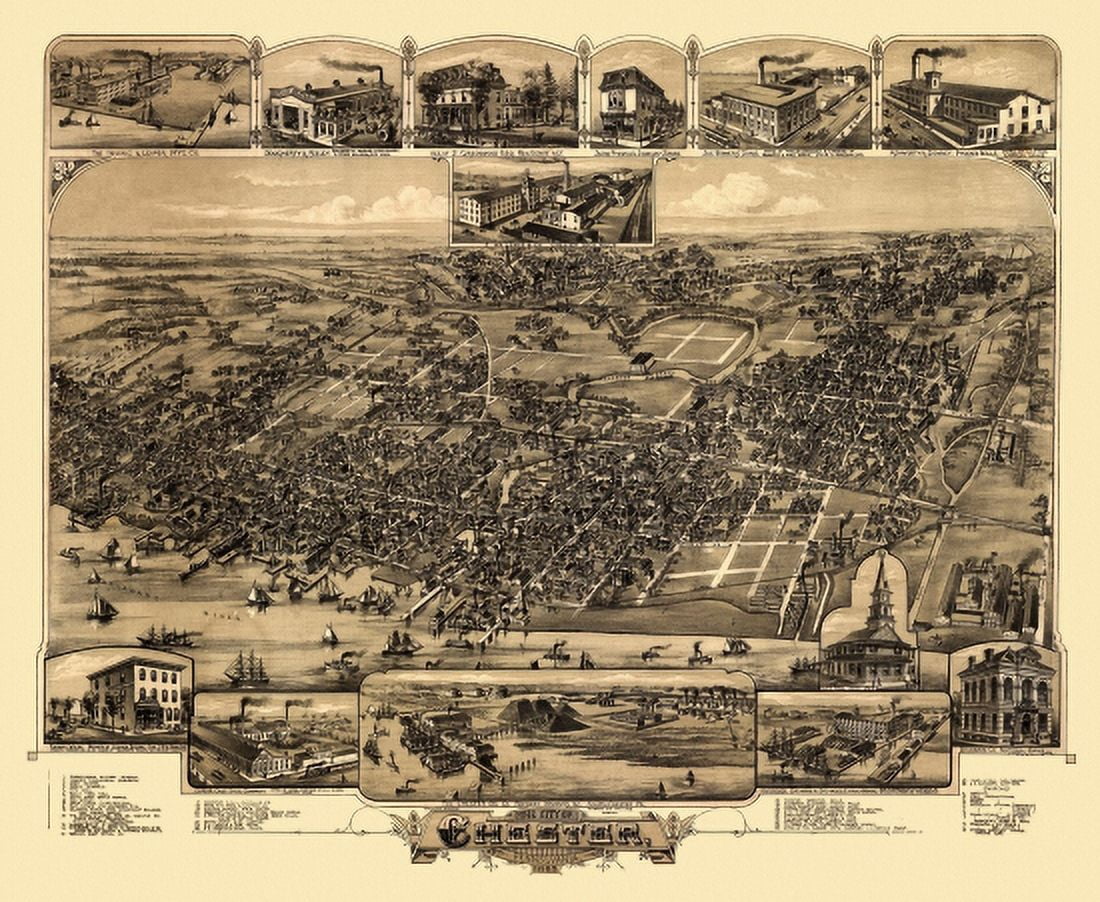 Vintage Map of Chester Pennsylvania 1885 Delaware County Canvas Art - (24 x 36)