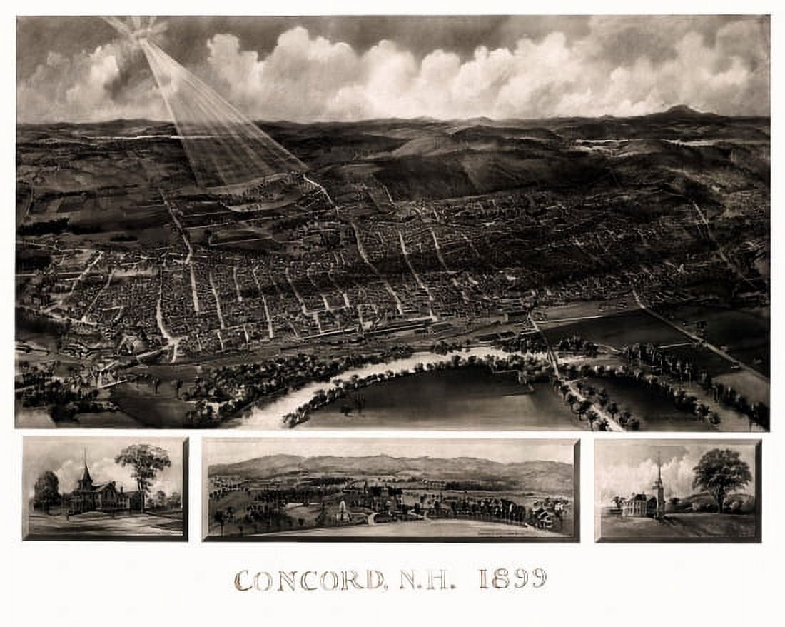 Vintage Map of Concord New Hampshire 1899 Merrimack County Canvas Art - (24 x 36)