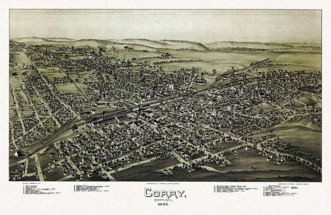 Vintage Map of Corry Pennsylvania 1895 Erie County Canvas Art - (18 x 24)