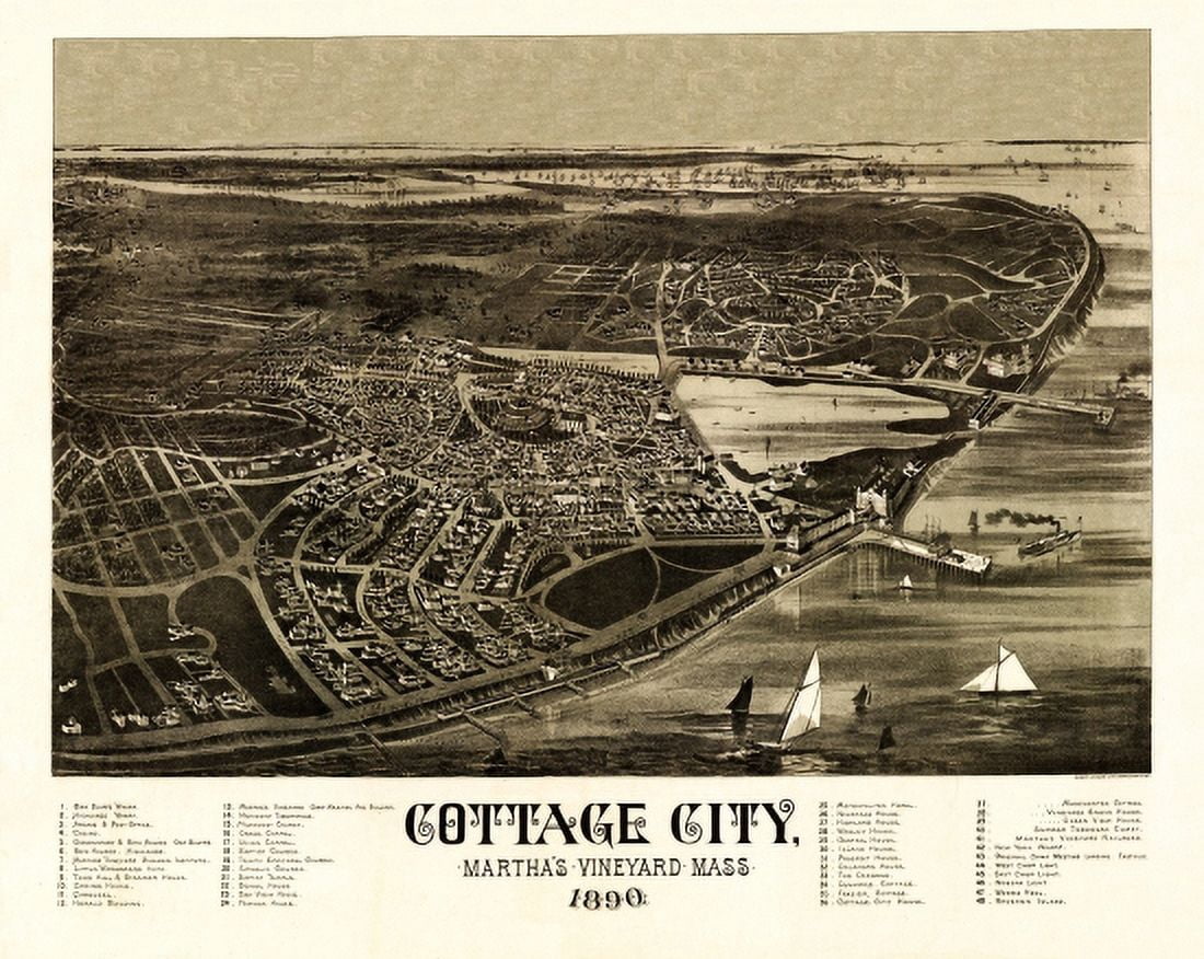 Vintage Map of Cottage City Massachusetts 1890 County Canvas Art - (18 x 24)