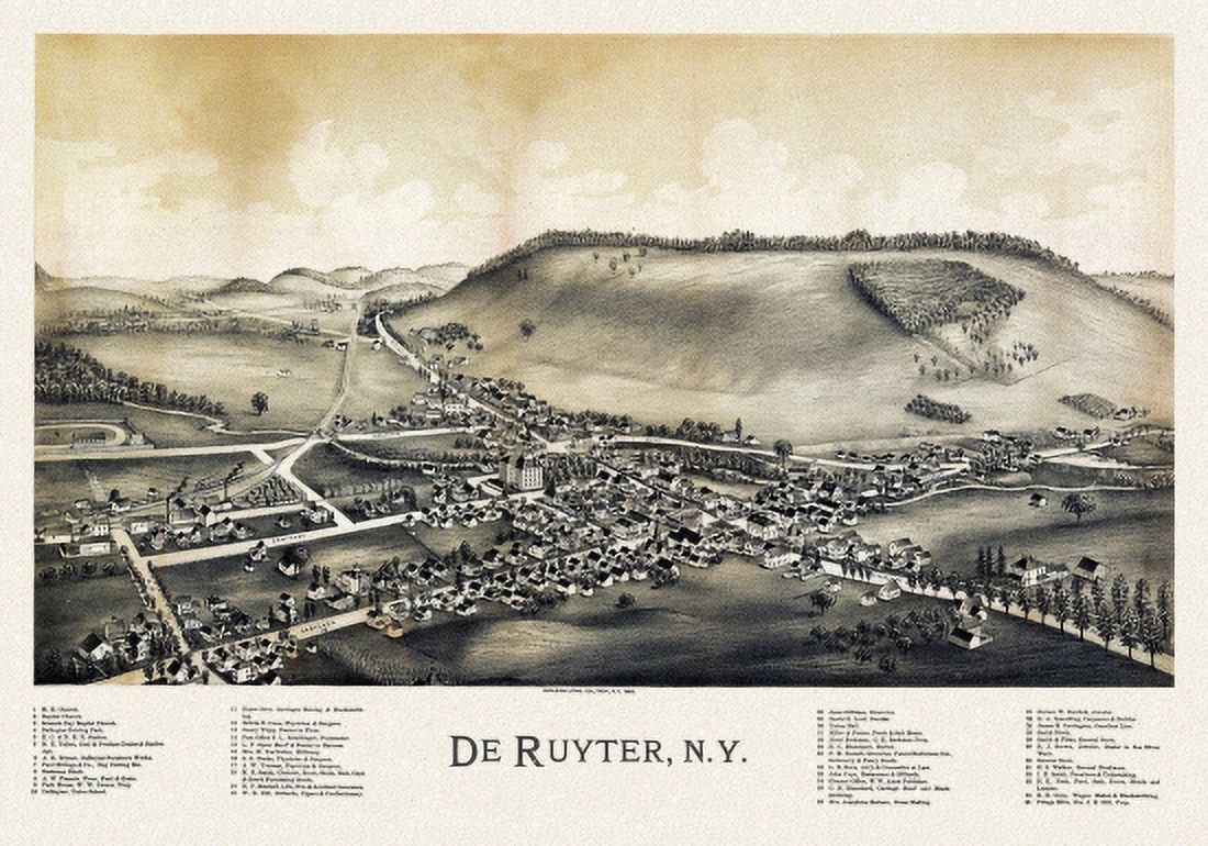 Vintage Map of De Ruyter New York 1892 Madison County Canvas Art -  (24 x 36)