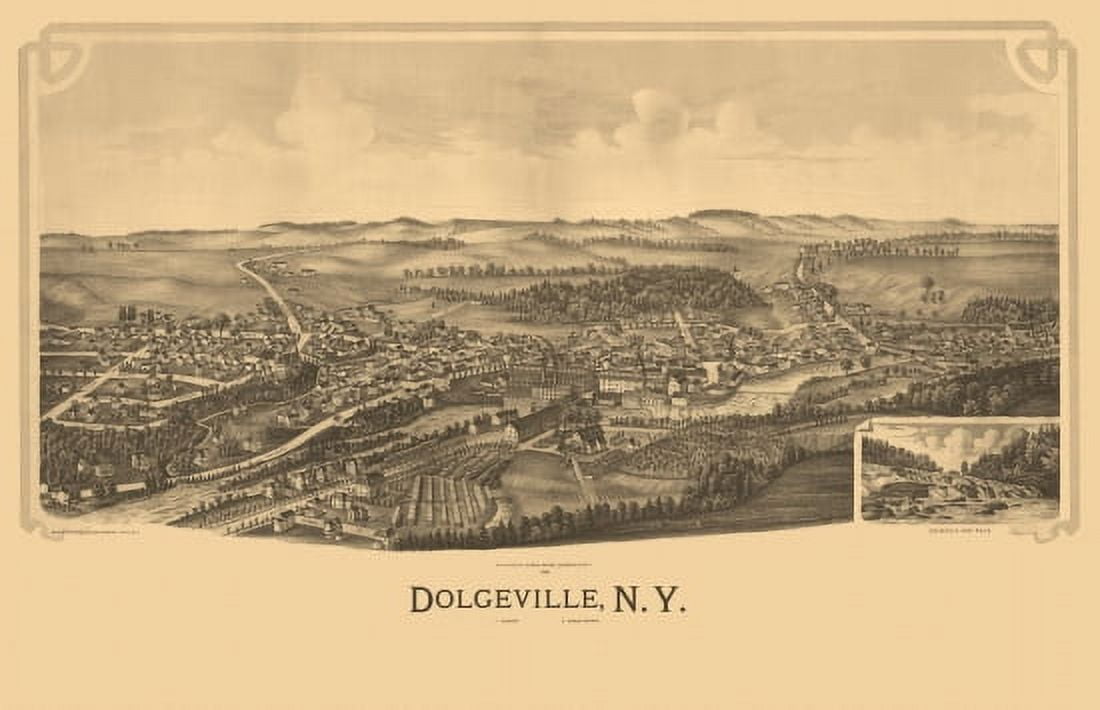 Vintage Map of Dolgeville New York 1890 Fulton County Canvas Art - (24 x 36)
