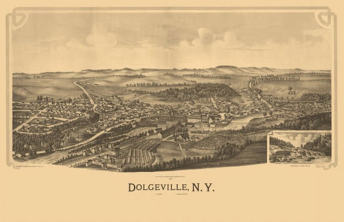 Vintage Map of Dolgeville New York 1890 Fulton County Canvas Art - (36 x 54)