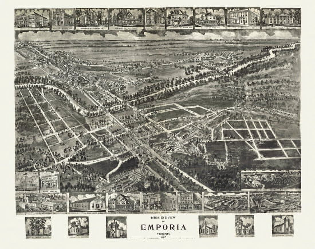 Vintage Map of Emporia Virginia 1907 City Of Emporia County Canvas Art - (18 x 24)