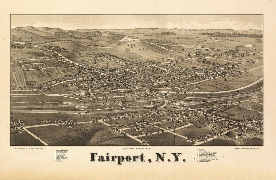 Vintage Map of Fairport New York 1885 Monroe County Canvas Art - (18 x 24)