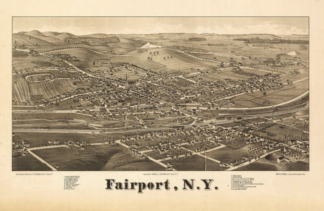 Vintage Map of Fairport New York 1885 Monroe County Canvas Art -  (36 x 54)