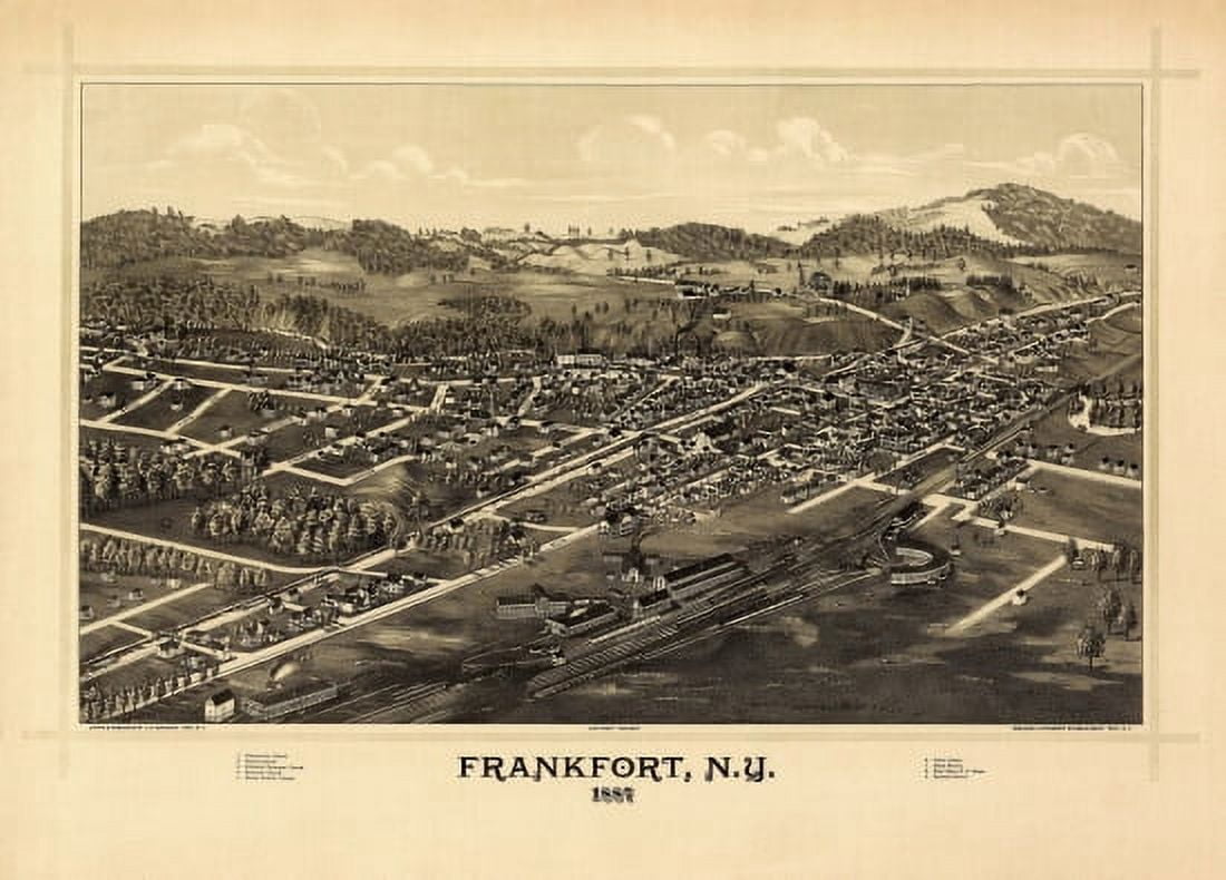 Vintage Map of Frankfort New York 1887 Herkimer County Canvas Art - (18 x 24)