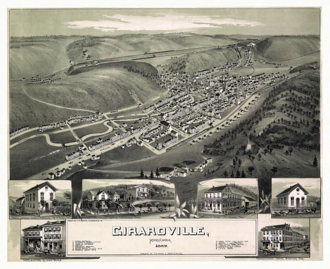 Vintage Map of Girardville Pennsylvania 1889 Schuylkill County Canvas Art - (24 x 36)