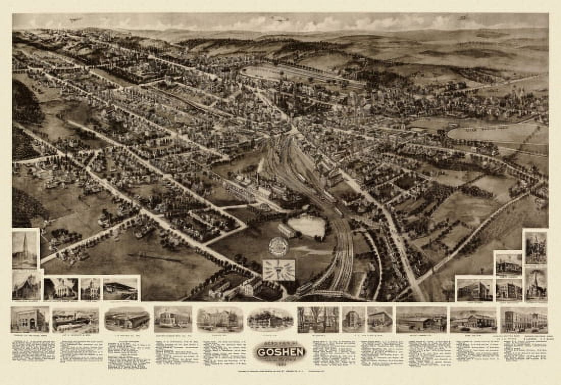 Vintage Map of Goshen New York 1922 Orange County Canvas Art - (24 x 36)