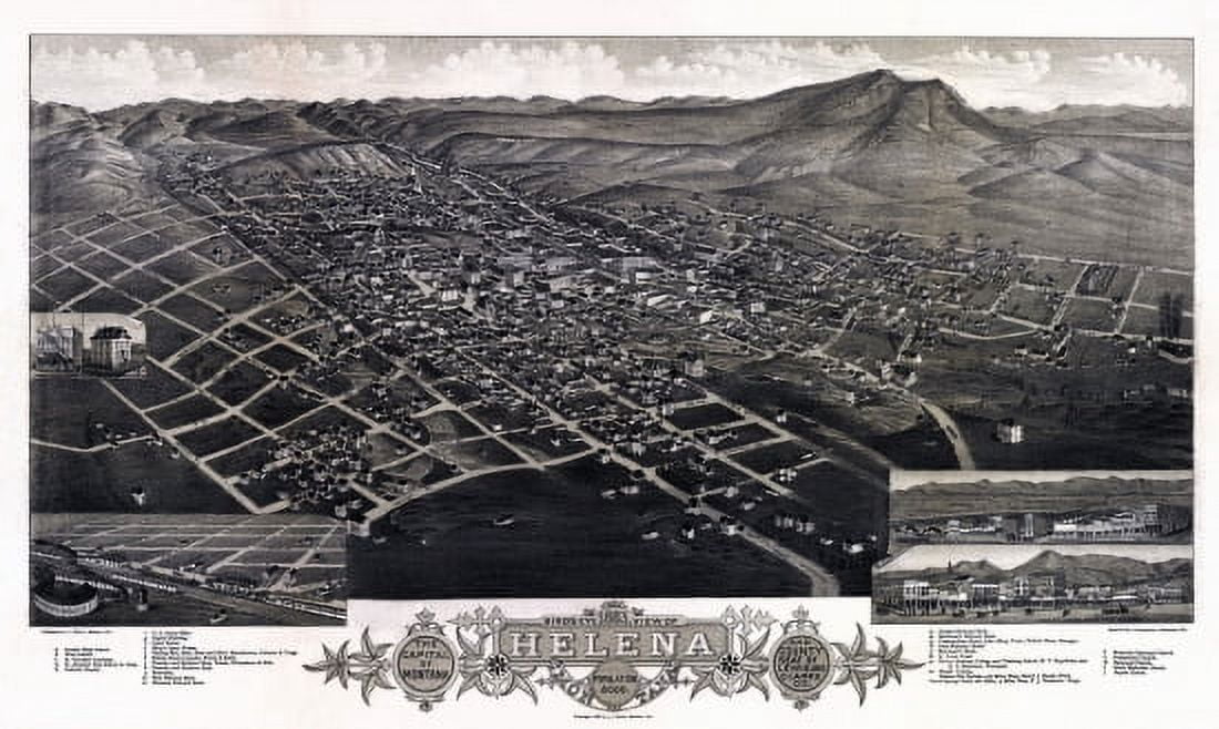 Vintage Map of Helena Montana 1883 Lewis and Clarke County Canvas Art - (24 x 36)