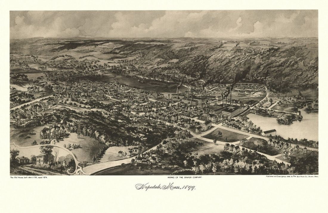 Vintage Map of Hopedale Massachusetts 1899 Worcester County Canvas Art - (24 x 36)