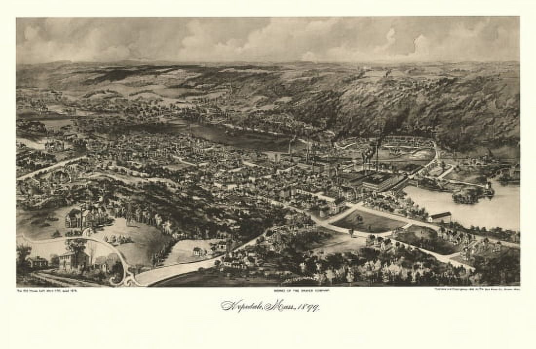 Vintage Map of Hopedale Massachusetts 1899 Worcester County Canvas Art - (36 x 54)