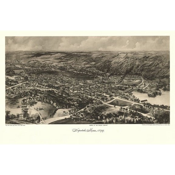 Vintage Map of Hopedale Massachusetts 1899 Worcester County Canvas Art - (36 x 54)