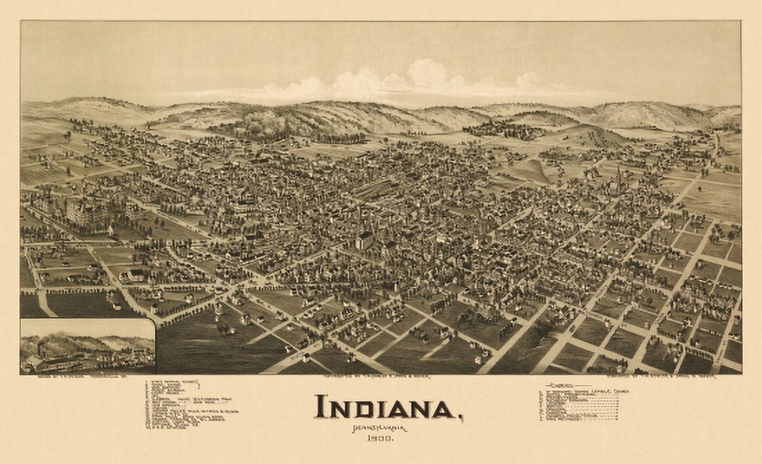 Vintage Map of Indiana Pennsylvania 1900 Indiana County Canvas Art - (18 x 24)
