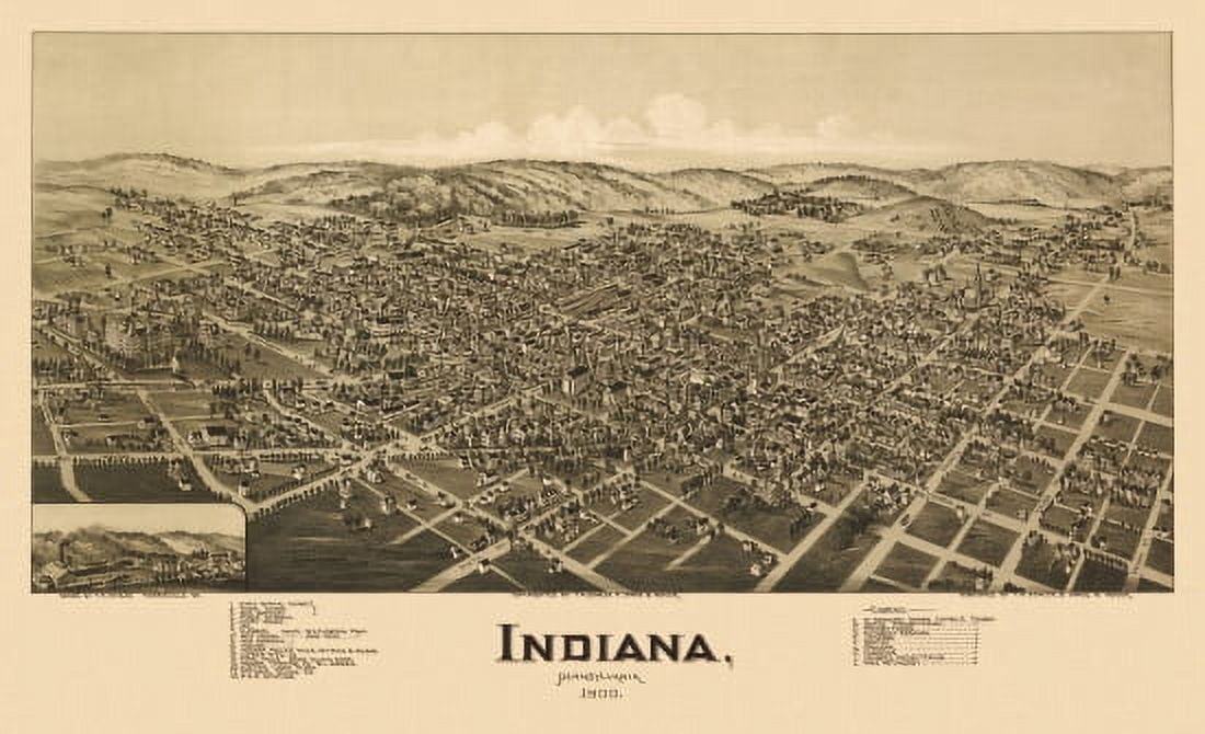 Vintage Map of Indiana Pennsylvania 1900 Indiana County Canvas Art - (36 x 54)