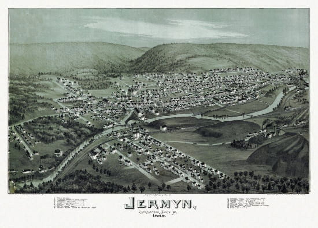 Vintage Map of Jermyn Pennsylvania 1889 Lackawanna County Canvas Art - (18 x 24)