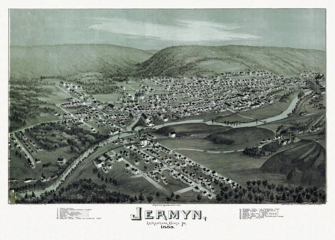 Vintage Map of Jermyn Pennsylvania 1889 Lackawanna County Canvas Art - (36 x 54)