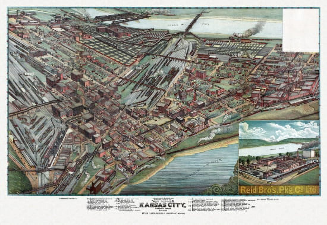 Vintage Map of Kansas City Missouri 1895 Clay County Canvas Art - (24 x 36)