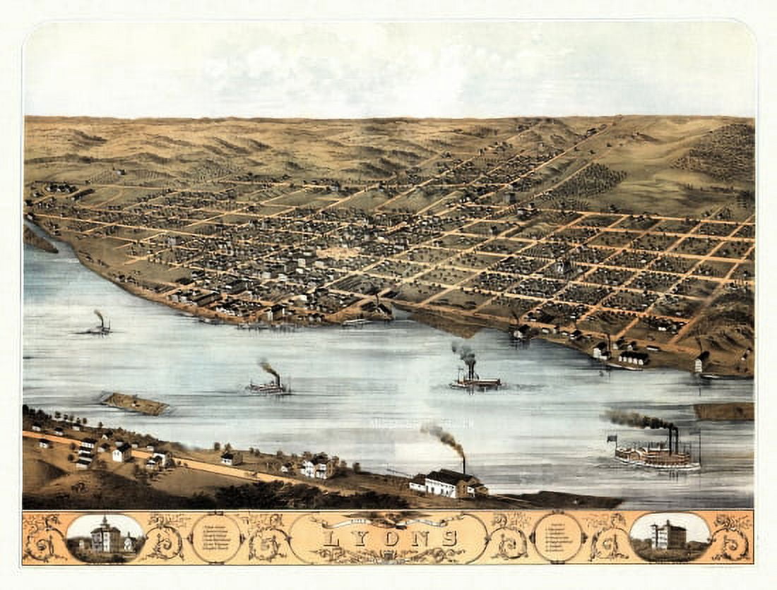 Vintage Map of Lyons Iowa 1868 Clinton County Canvas Art - (18 x 24)