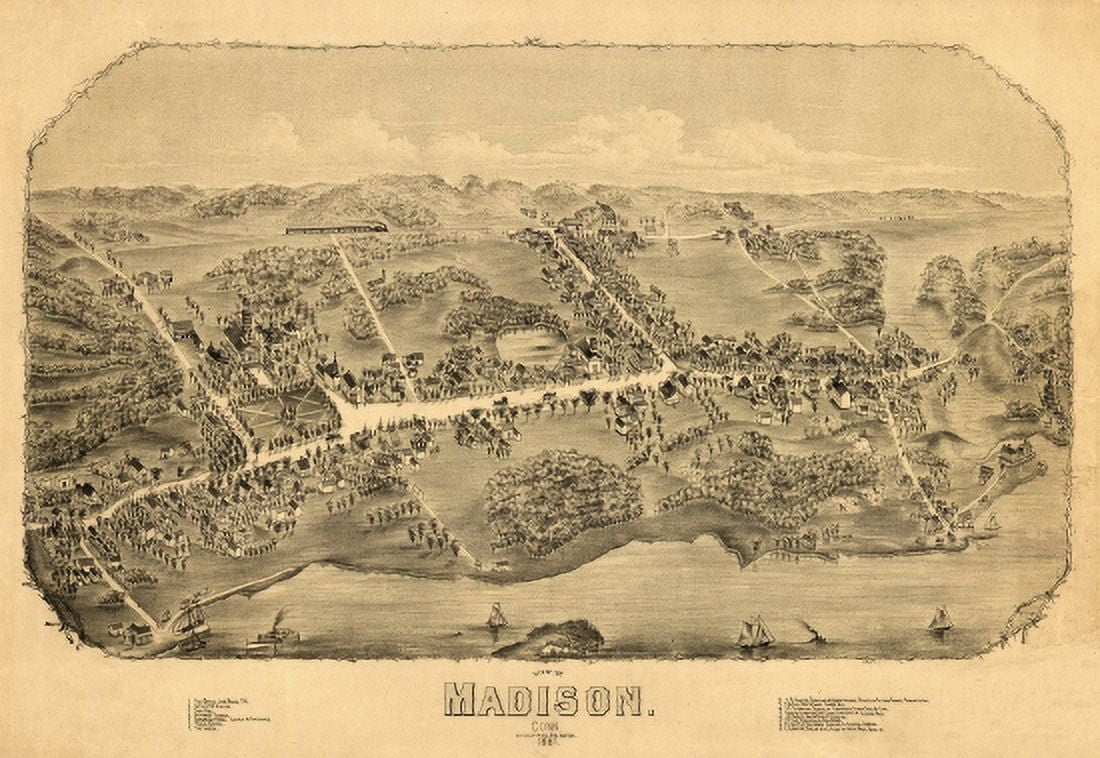 Vintage Map of Madison Connecticut 1881 New Haven County Canvas Art - (18 x 24)