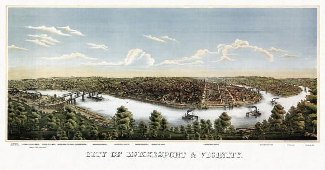 Vintage Map of McKeesport Pennsylvania 1893 Allegheny County Canvas Art - (18 x 24)